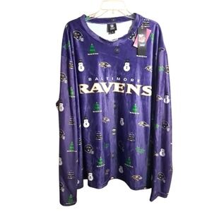 NFL Team Apparel Men's Baltimore Ravens Long Sleeve Purple Pajama Shirt Size 3XL
